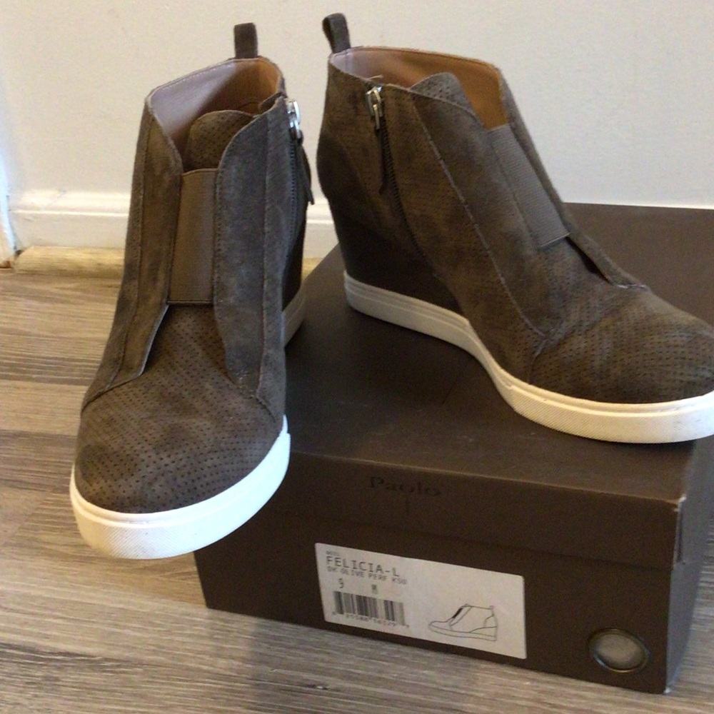 Women's Brown Wedge Ankle Boots by Paolo